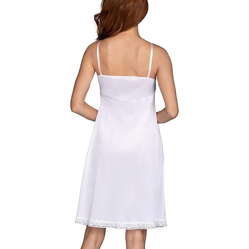 Vanity Fair Womens Large White Lace Trim Anti Static Nylon Adjustable Slip Dress
