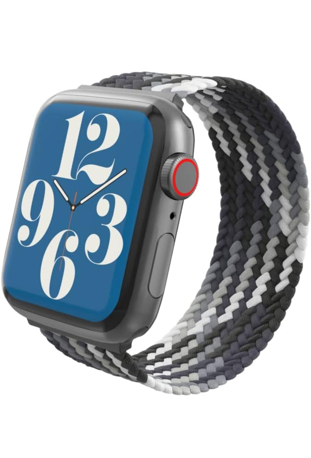 ZAGG Gear4 Braided Stretchy Solo Loop Band – LG – Storm - Compatible with Apple Watch 42mm 44mm 45mm, Elastic Strap Wristbands for iWatch Series 7/6/SE/5/4/3/2/1, Large (705009501)
