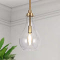 Open Box Uolfin Modern Kitchen Island Teardrop Pendant Light 1-Light Brass Gold Dome Hanging Pendant Light with Clear Glass Shade