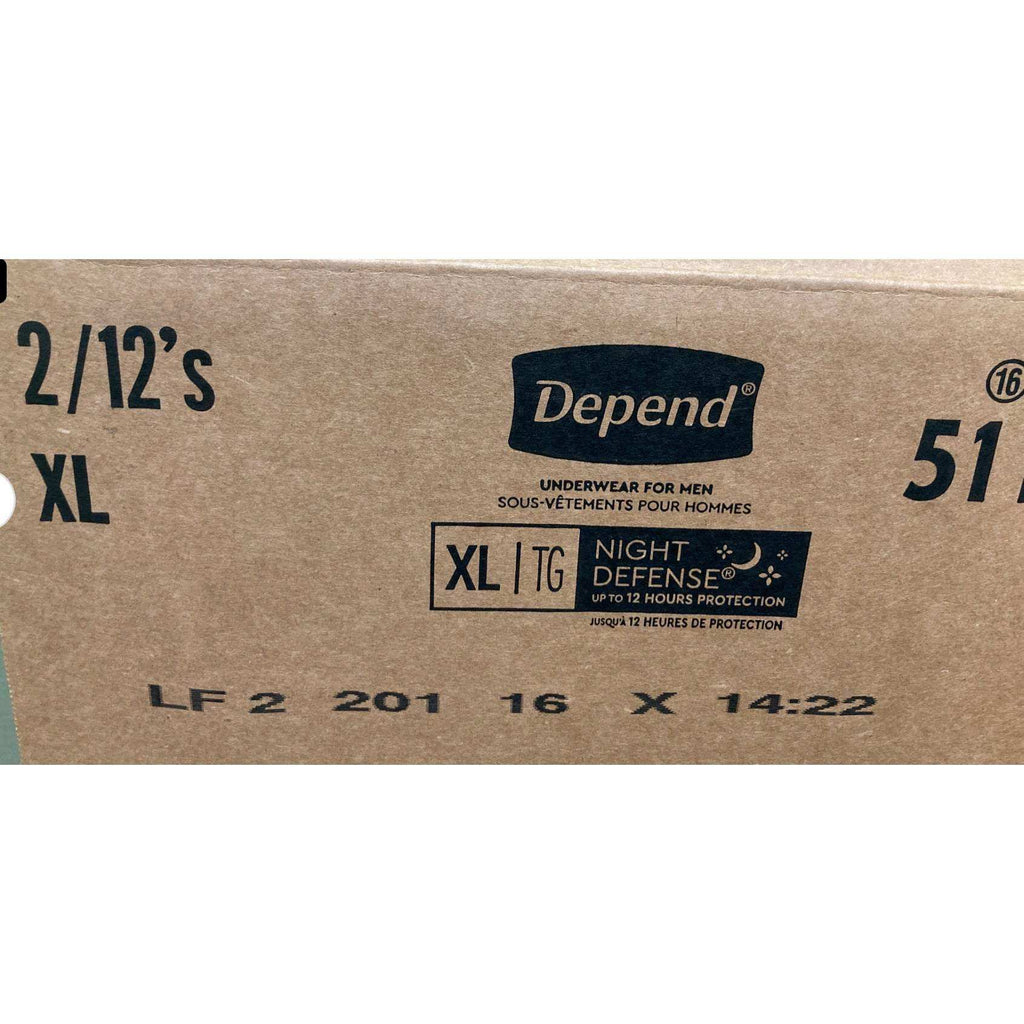 Depend Night Defense Adult Incontinence Underwear for Men, Overnight, Disposable, X-Large, 24 Count (2 Packs of 12) (Packaging May Vary)