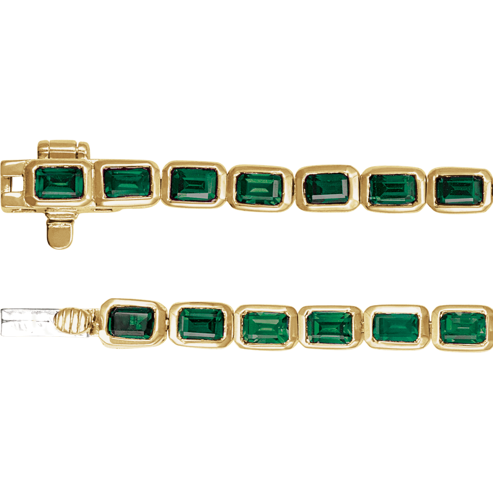 14K Yellow Gold Natural Tsavorite Garnet Line 7" Bracelet