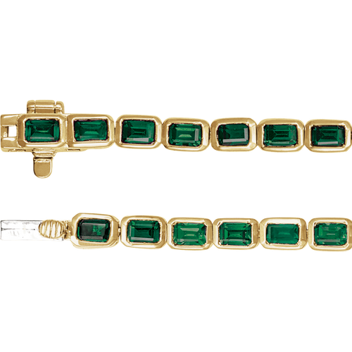 14K Yellow Gold Natural Tsavorite Garnet Line 7" Bracelet
