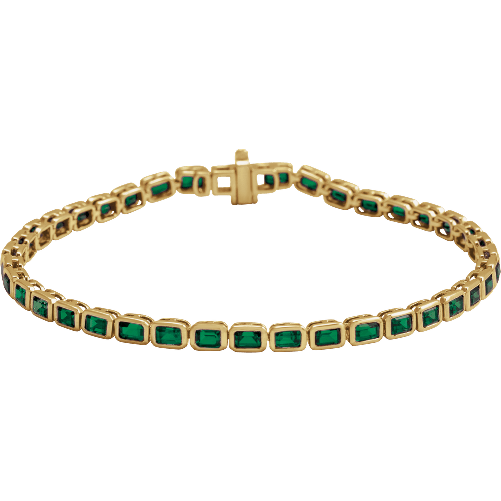 14K Yellow Gold Natural Tsavorite Garnet Line 7" Bracelet