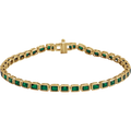 14K Yellow Gold Natural Tsavorite Garnet Line 7" Bracelet