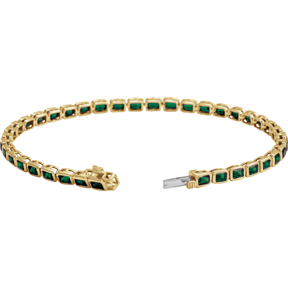 14K Yellow Gold Natural Tsavorite Garnet Line 7" Bracelet