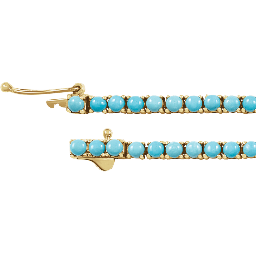 14K Yellow Gold Natural Turquoise Line Bracelet 7 1/2"