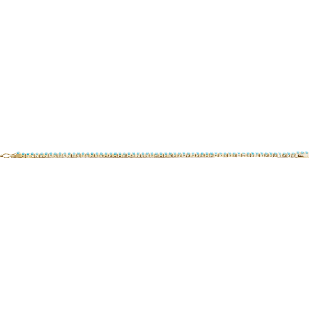 14K Yellow Gold Natural Turquoise Line Bracelet 7 1/2"