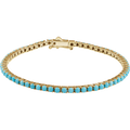 14K Yellow Gold Natural Turquoise Line Bracelet 7 1/2"