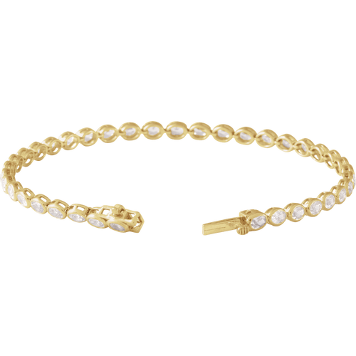 14K Yellow Gold Lab-Grown Diamond Line Bracelet 7"