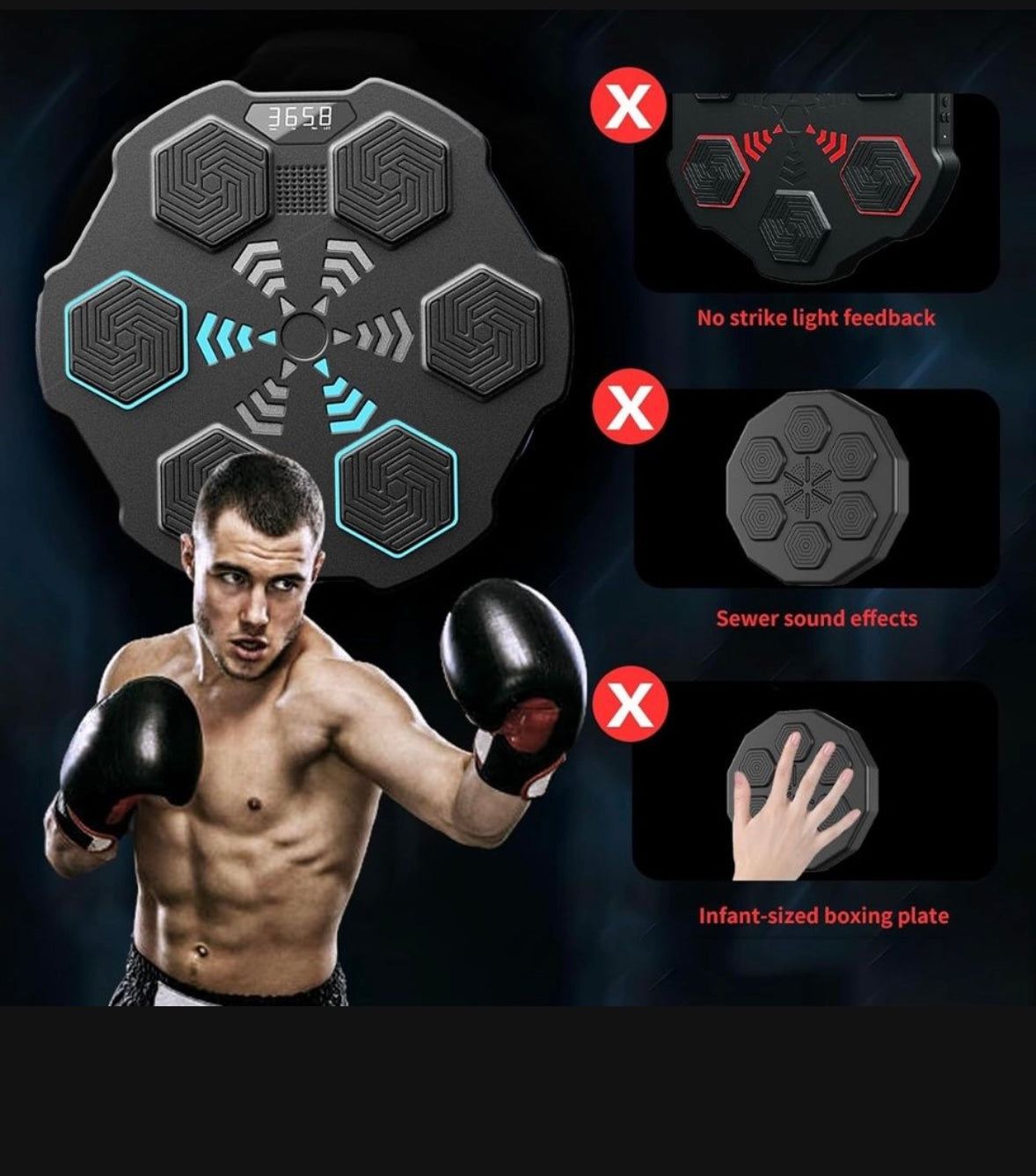 BNANDXC Wall Mounted Smart Bluetooth Music Boxing Trainer, Music Boxing Machine with Boxing Gloves, Electronic Boxing Target Workout Punching