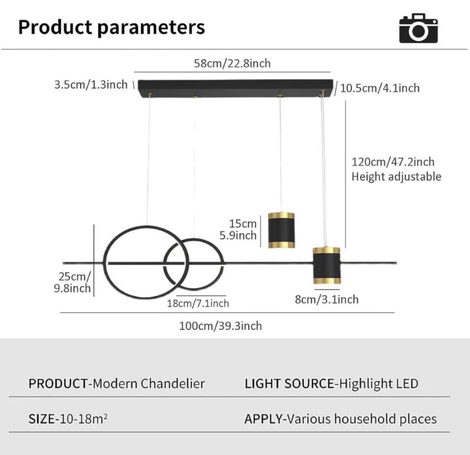 Modern Linear Led Pendant Light,dimmable Led Chandelier With Spotlights