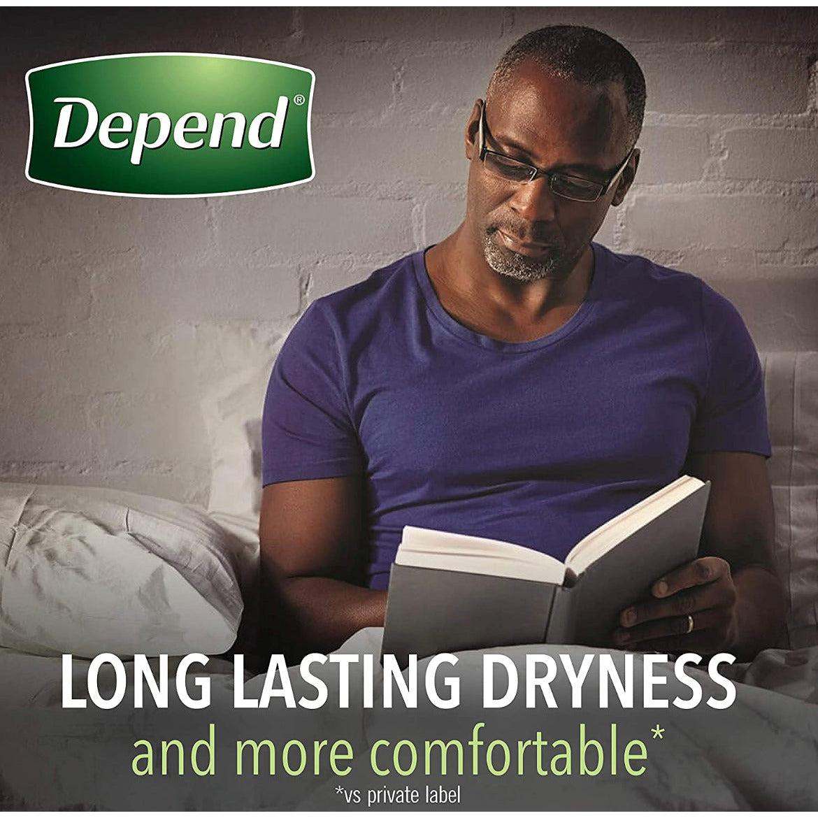 Depend Night Defense Adult Incontinence Underwear for Men, Overnight, Disposable, X-Large, 24 Count (2 Packs of 12) (Packaging May Vary)