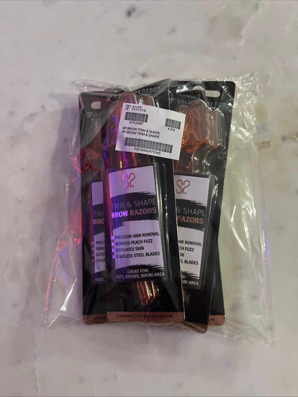 Open Box SALON PERFECT TRIM & SHAPE BROW RAZORS 4 PACK NEW & SEALED