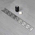 SaniteModar Linear Shower Drain, High Flow Rate Removable Grate Shower Drain 32 inch,Brushed 304 Stainless Steel Linear Drain with Hair Strainer,