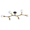 Epinl Modern Sputnik Light Fixture 6-Lights Chandelier Black and Gold Chandelier Metal Semi Flush Mount Ceiling Light for Bedroom Living Room Hallway.E26 Socket