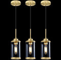 RAINLIGHTING 3 Pack 1 Light Modern Industrial Farmhouse Hanging Kitchen Island Pendant Ceiling Light Fixture, Clear Glass Brushed Bronze Finish Over Sink Restaurant bar Corridor