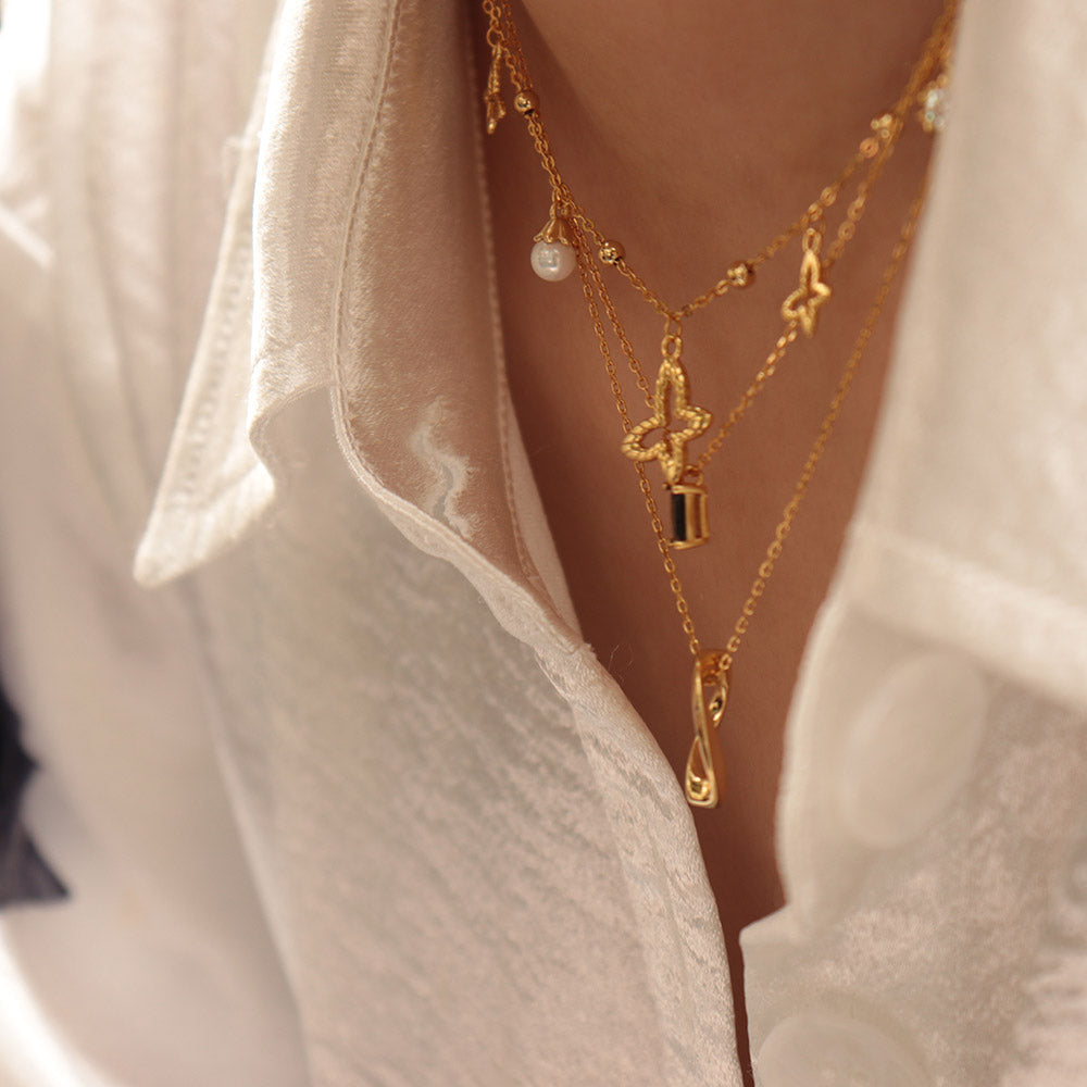 Jasmine Gold-Plated Woven Charm Necklace