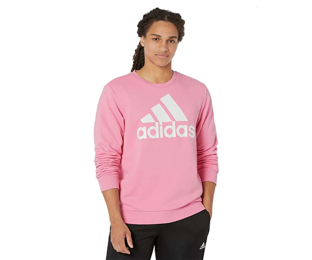 adidas Men's Essentials Big Logo Fleece Sweatshirt - Bliss Pink