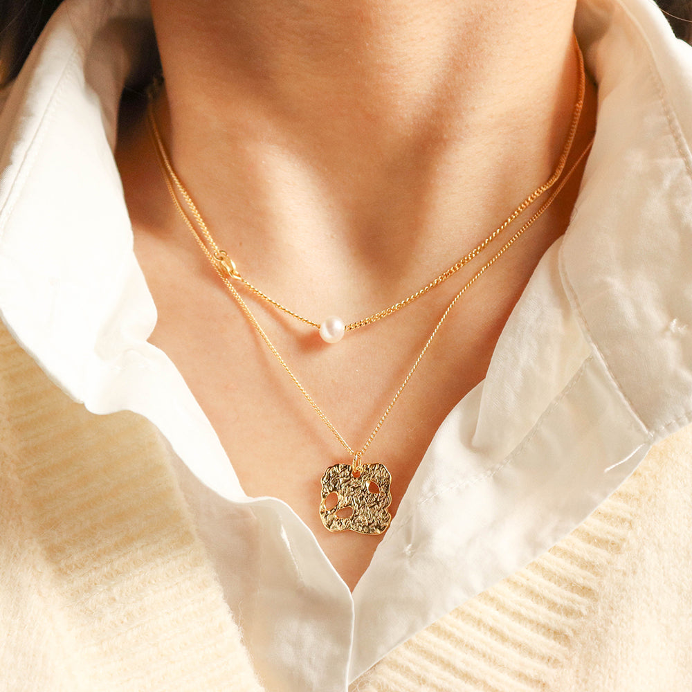 Gold-Plated Pearl Pendant Necklace, 18k on Sterling Silver