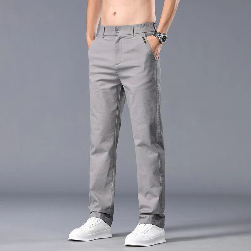 New Casual Pants Men Straight Fit Stretch Autumn Chino Trousers Male