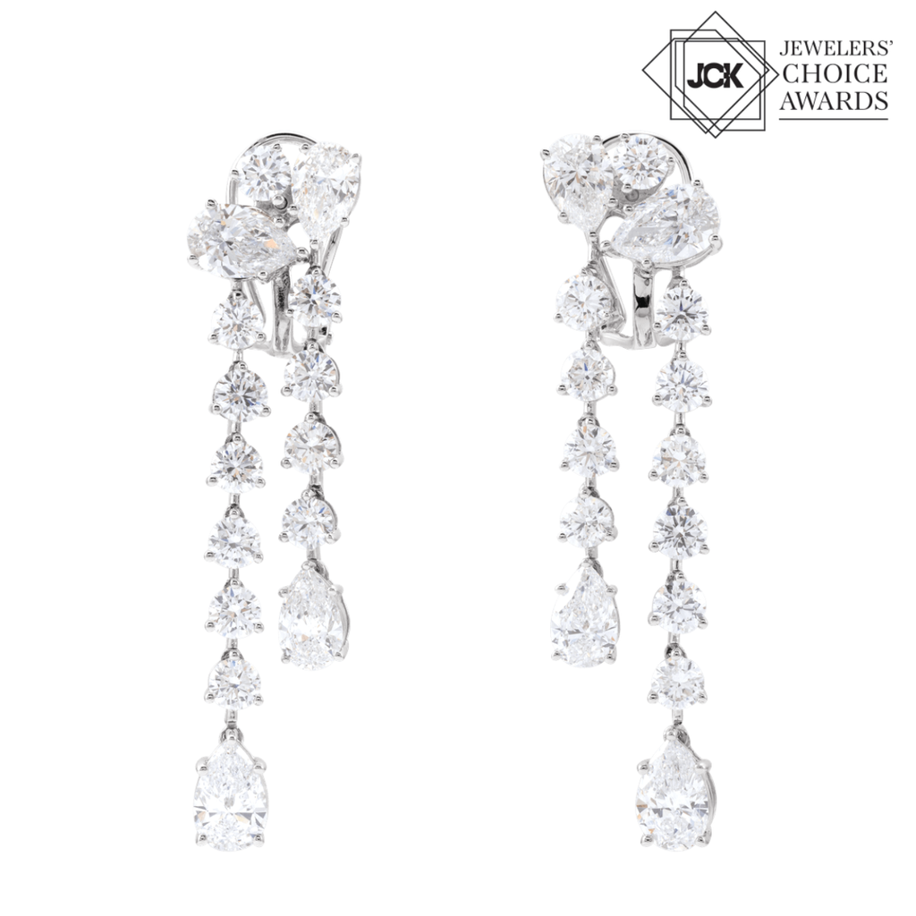 Étoile Cascade Diamond Earrings 14K White Gold