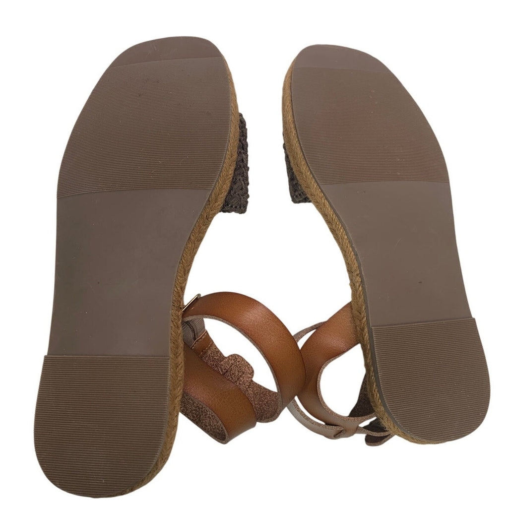 New American Eagle Womens US Size 8 Espadrille Ankle Wrap Faux Leather Sandals