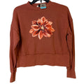 Upcycled Hand Printed Womens Large Red Poinsettia Floral Long Sleeve Sweatshirt