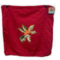 Hand Printed Upcycled Christmas Holly Leaf Berry Cotton Blend Toss Pillow Case