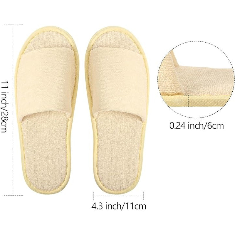 New 24 Pairs Women Men One Size Tan Slip On Spa Disposable Open Toe Slippers