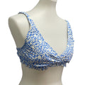 New Draper James Womens Large UPF 50+ Ruffled Blue Floral Bikini Swim Top ONLY