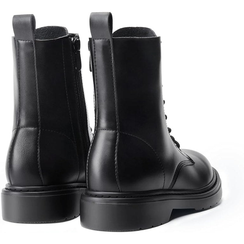 Dream Pairs Womens Size 10 Black Faux Leather Lace Up Low Heel Combat Boots