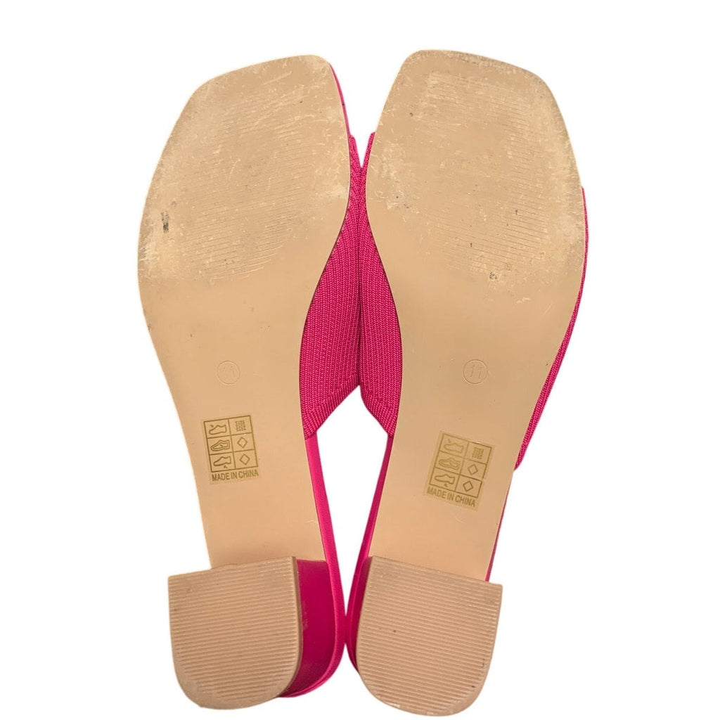 Shoe'N Tale Womens Size 11 Hot Pink 2.5" Heel Open Toe SlideOn Mule Sandal Shoes