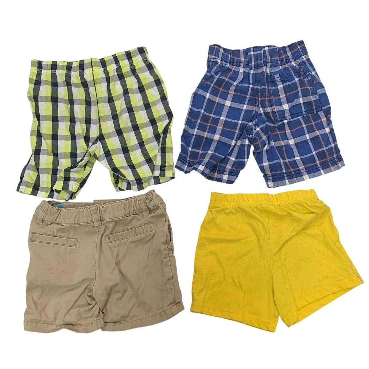 Lot of 4 Boys 3T Plaid PJ Khaki Adjustable Elastic Waist Shorts