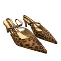 New C.Paravano Women Size 9 Brown Leopard Spot Slingback 2.75" Kitten Heel Shoes