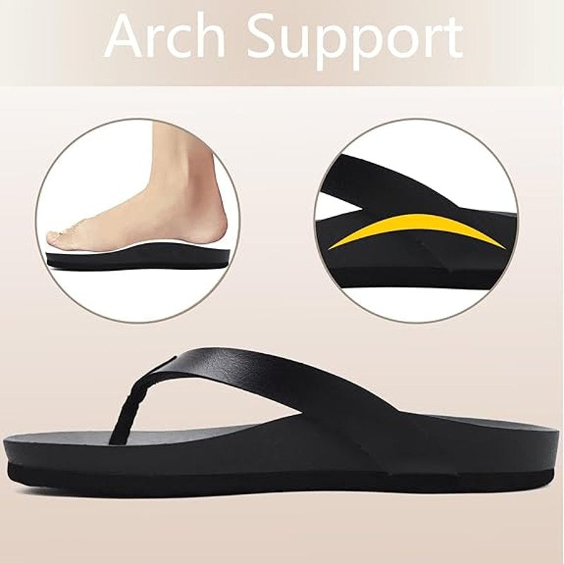 Oncai Womens Size 8 Black Sandals Open Round Toe Flip Flop Slip On Shoes