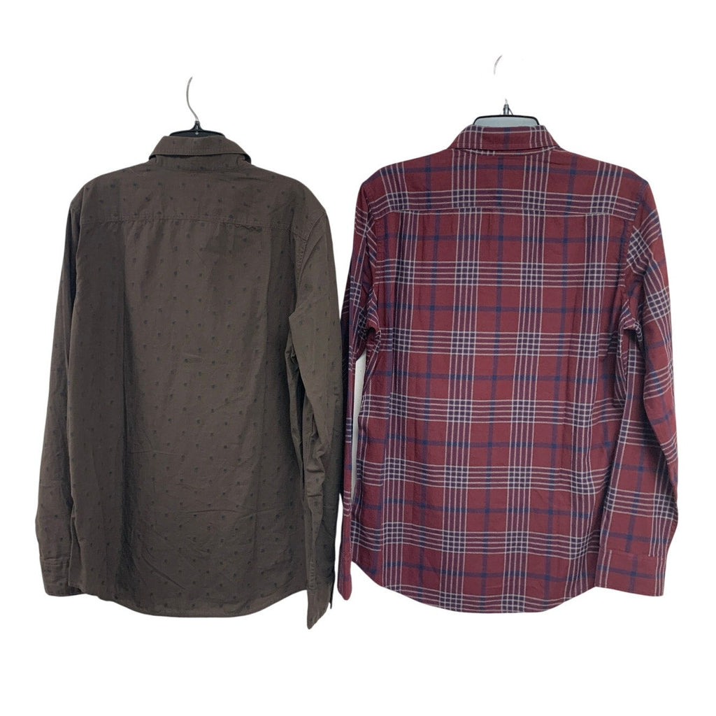 2 New American Eagle Mens Medium Slim Fit Plaid Long Sleeve Button Up Shirts