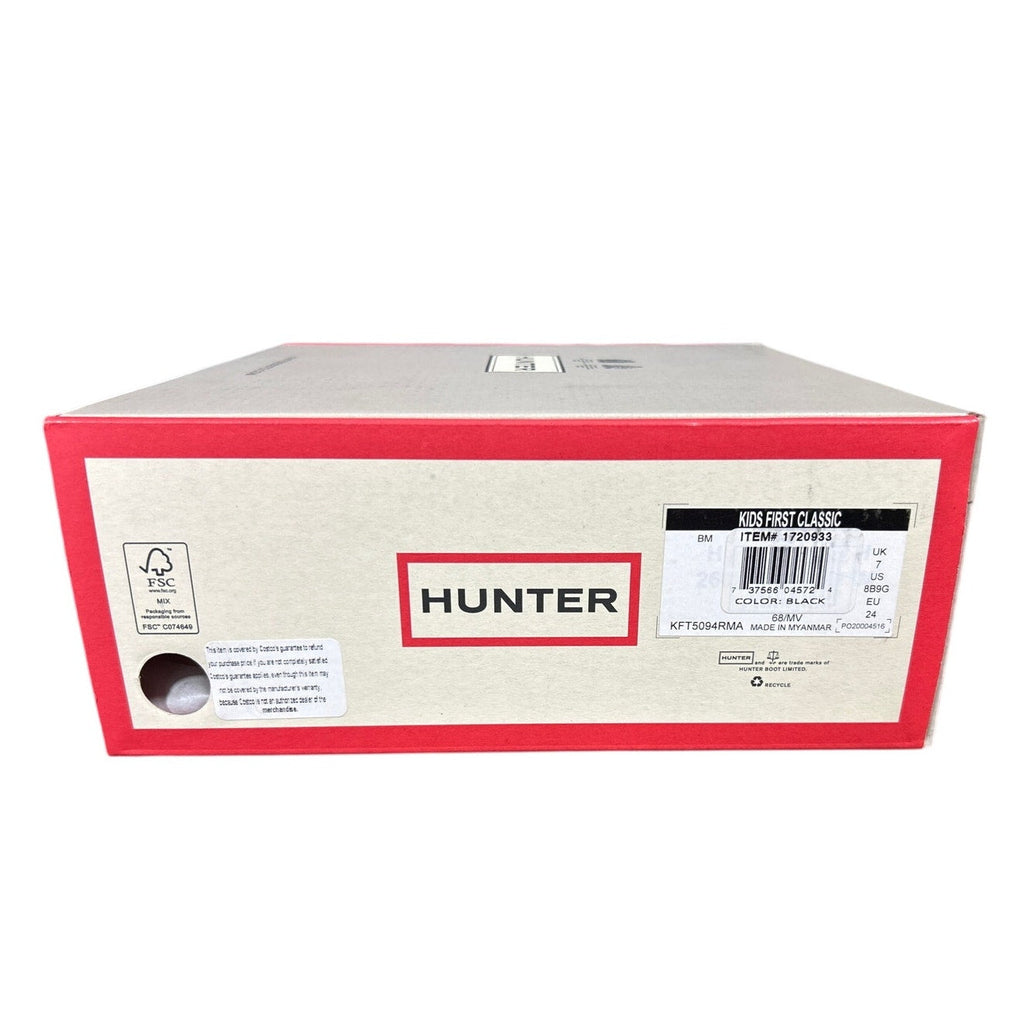 New Hunter Kids First Classic 8/9 Black Pull On Waterproof Wellies Rain Boots