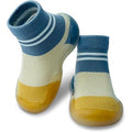Toddler Boys Size 2 Blue Yellow Soft Sole Non Slip Pull On Sock Sneakers Shoes