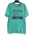 New Hand Printed Womens Large She Is A Wildflower Floral Short Sleeve Tee Shirt