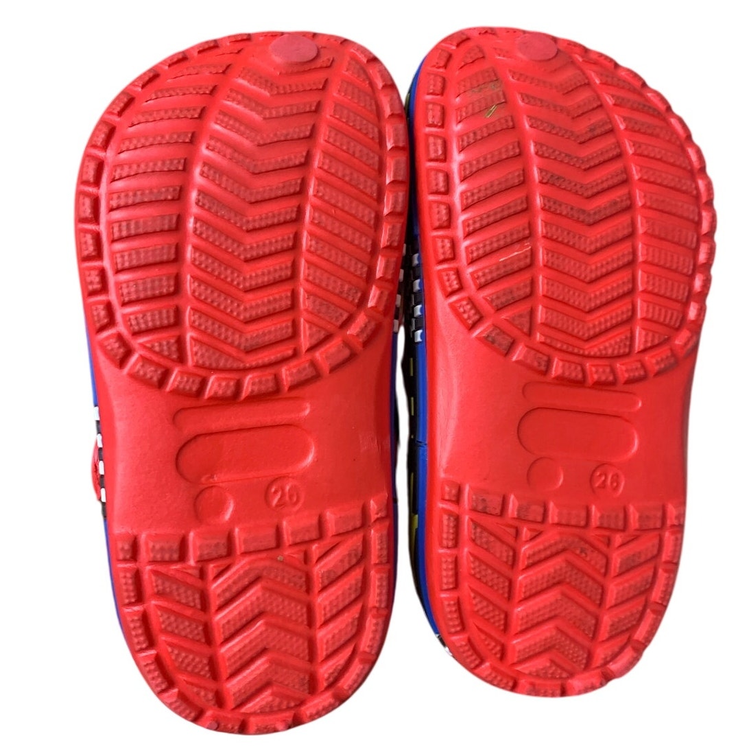 Toddler Boy Size 9.5 Red Blue Race Car Slide On Clog Lightweight Sandal Shoes