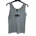 New Hand Printed Womens Large Heathered Dragonfly Sleeveless Crew Neck Tank Top