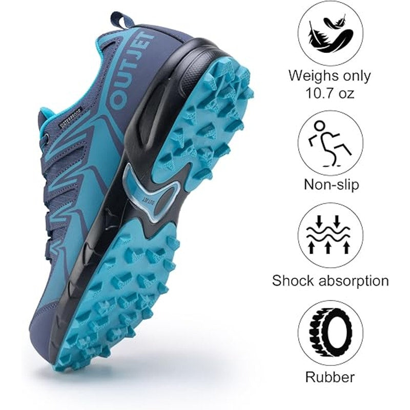 Outjet Womens 7 Blue Purple Lace Up Waterproof Lightweight Non-Slip Hiking Shoes