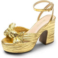 New Dream Pairs Womens 9.5 Gold 4.5" Platform Heel Ankle Strap Open Toe Shoes