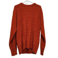 Consensus Mens Large Acrylic Long Sleeve Textured Grid Orange Knit Sweater