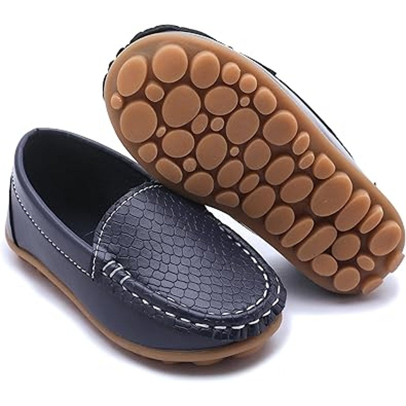 Lonsoen Toddler Boys Size 9.5 Navy Slip On Loafers Faux Leather Non Slip Shoes