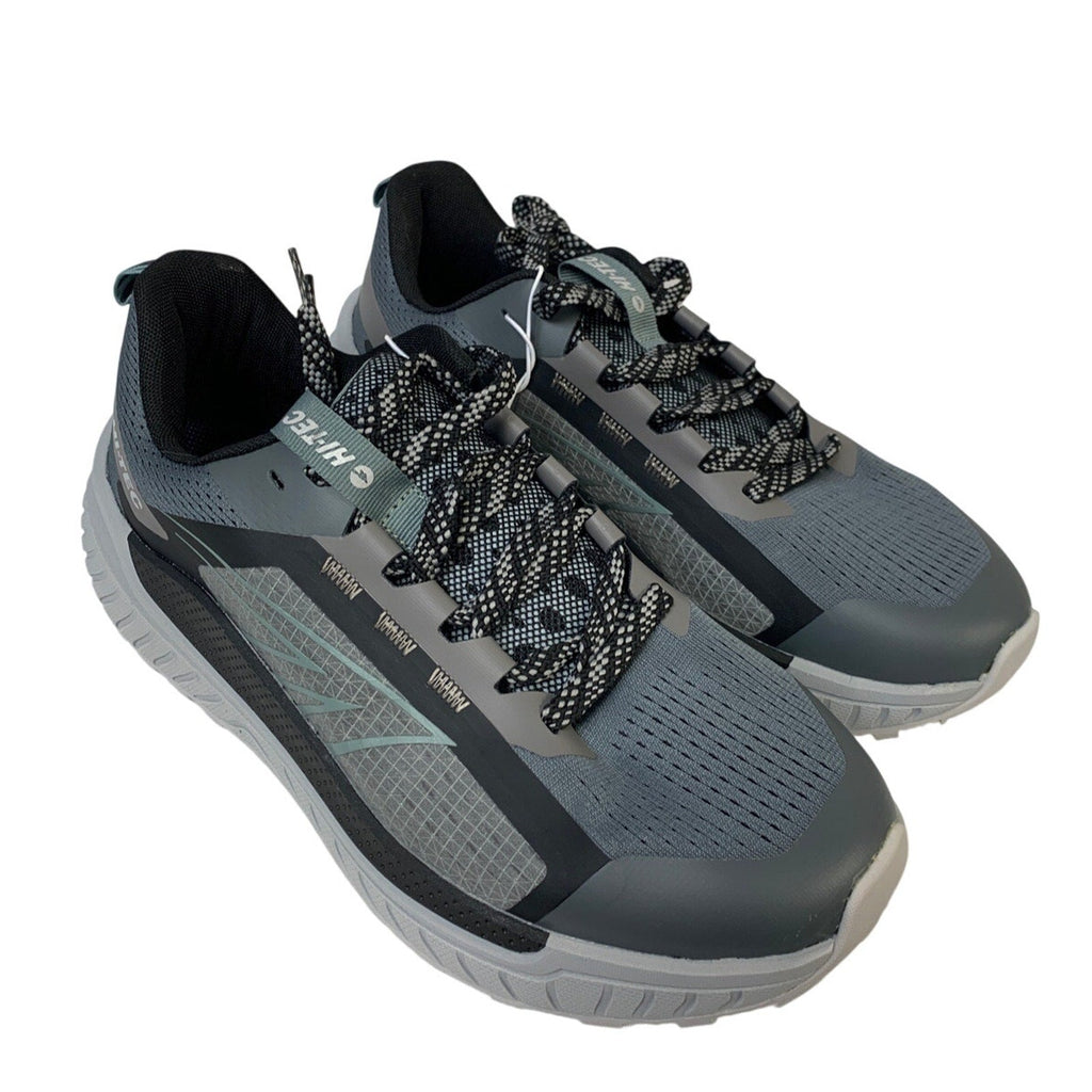 Hi-Tec Mens Size 8 Black Gray Mesh Lace Up Athletic Running Tennis Shoes