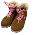 Childrens Place Girls Size 2 Faux Suede Fur Pink Brown Lace Up Fall Winter Boots