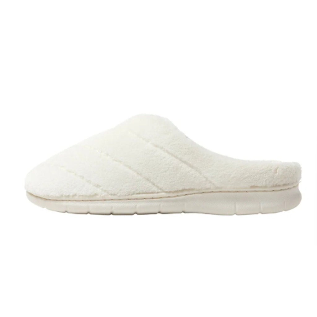 New W Box Dearfoams Women Large 9/10 Cream SlideOn Memory Foam Washable Slippers