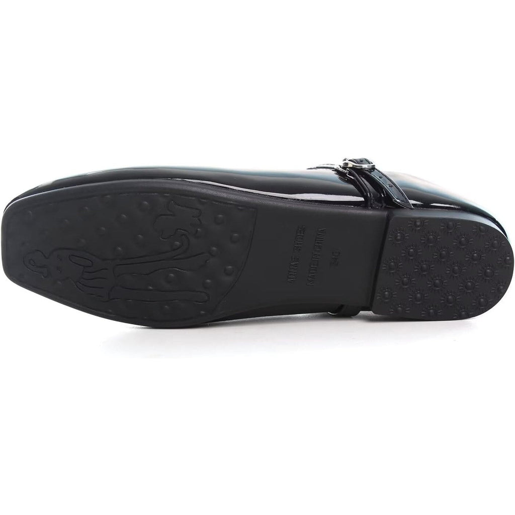 New Luxinyu Womens Size 6 Black Faux Leather Square Toe Mary Jane Flat Shoes