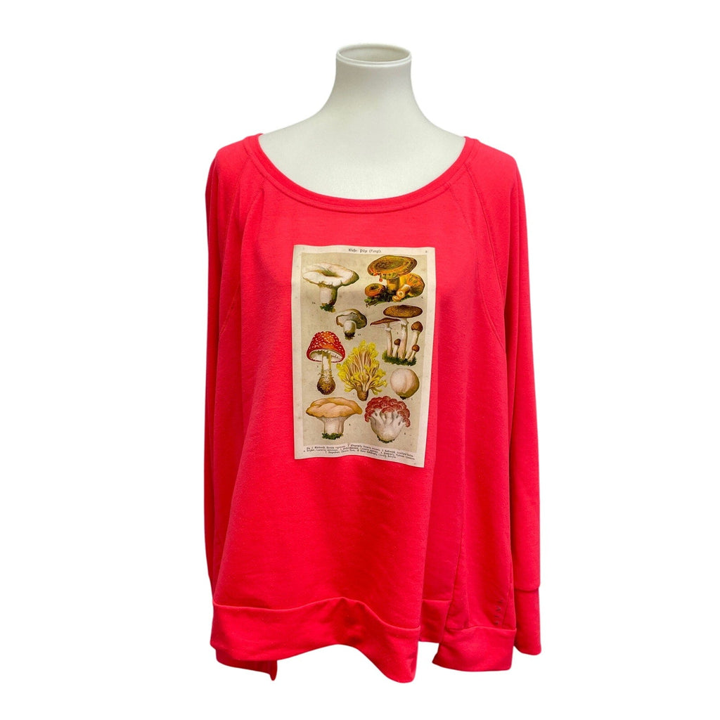 Hand Printed Upcycled Plus Size 26/28 3X Vintage Reference Book Mushroom Top